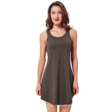 Kate Kasin Frauen Sommer lose ärmellosen Rundhals Kaffee Swing Tank Kleid Frauen Kleid KK000627-3